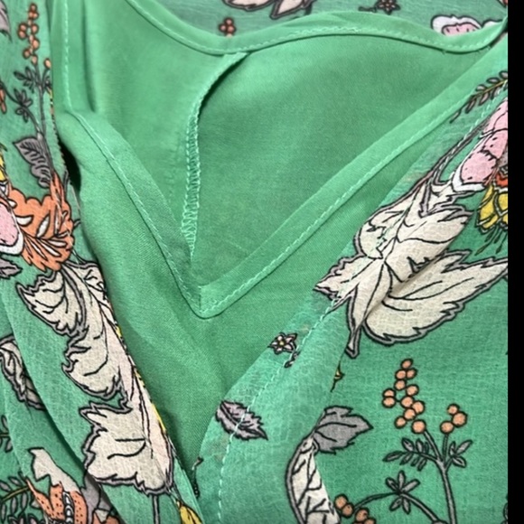 Free People Green floral maxi dress with large blouson ruched & tied sleeves - L - Picture 5 of 8